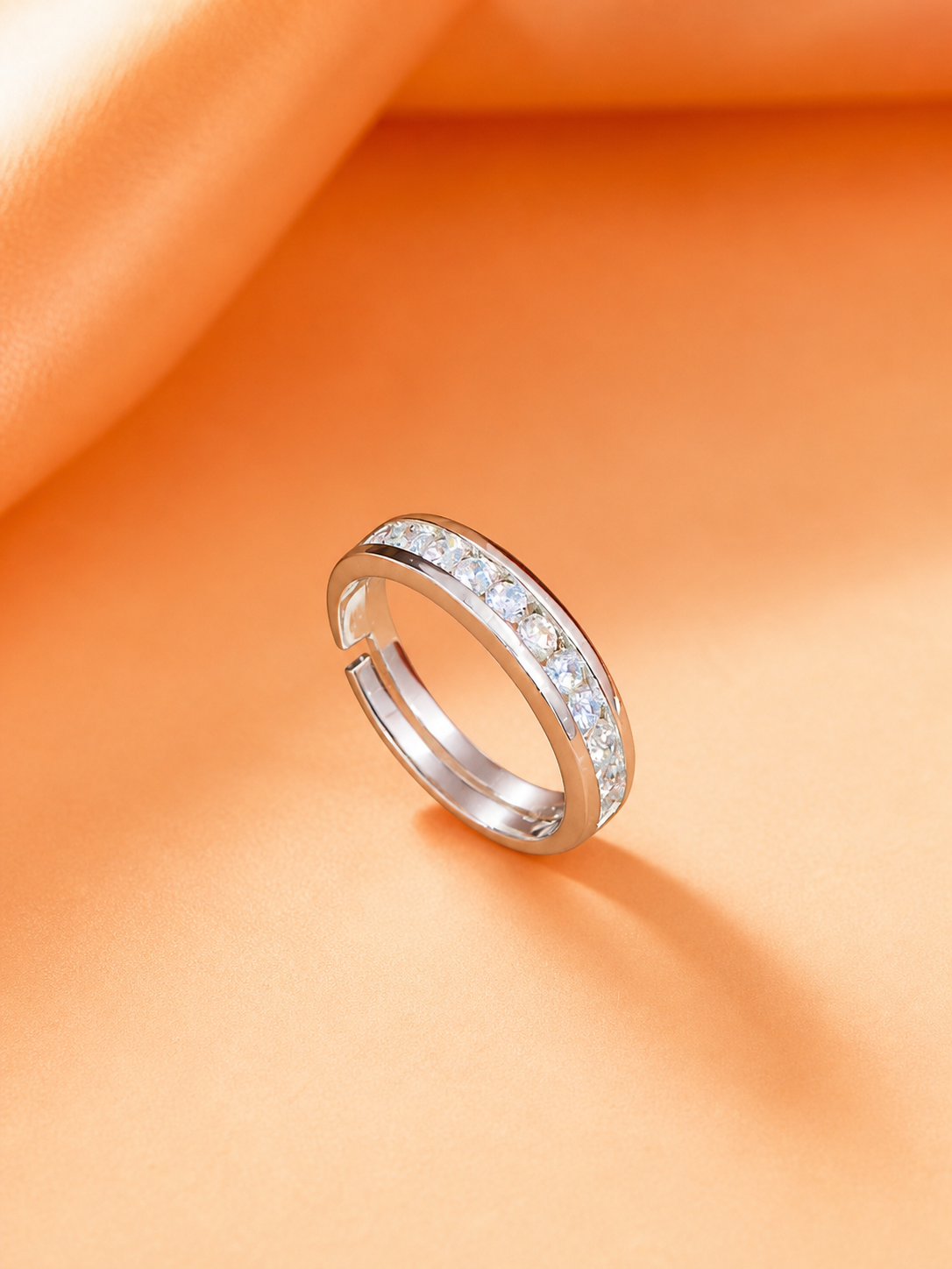 925 silver adjustable band ring for men with zircon stones